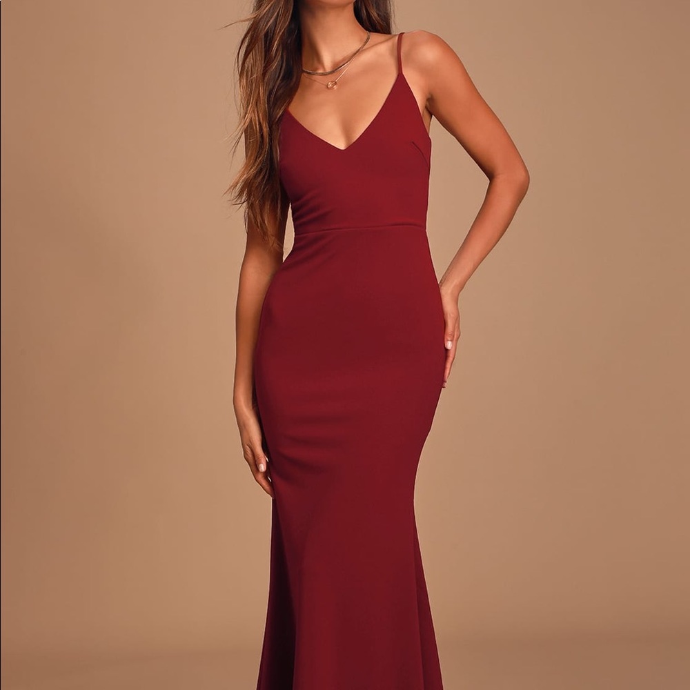 Lulu’s Formal Wine Red Maxi Dress